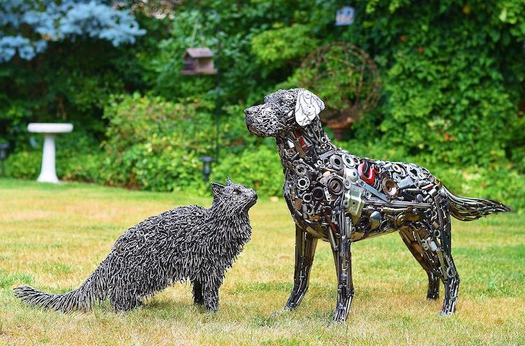 Sculptor breathes new life into thousands of scrap metal parts